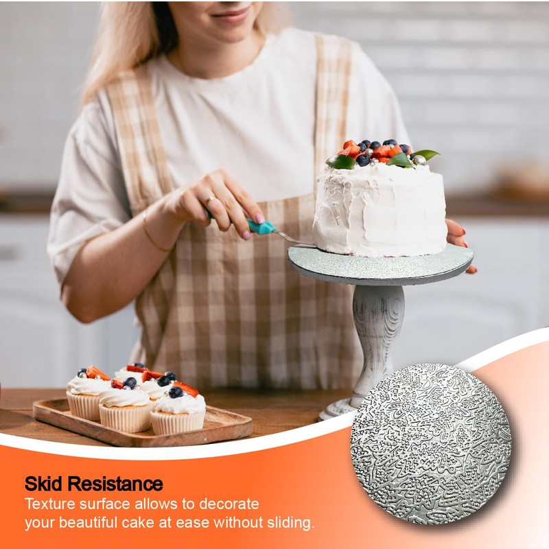 ANSSDO 12 Packs Thick Cake Drums, Greaseproof 8 inch Assorted
