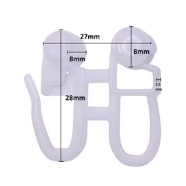 Raum² 10 Spinner Trolley with Pleat Hooks, Curtain Rollers 8 mm for Curtain Rails and Panel Curtain Systems, for Spin Rod, Curtain Rod, Accessories (Pack of 10)