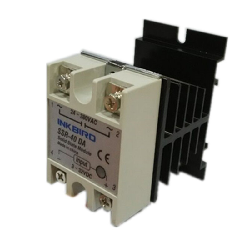 Inkbird Solid State Relay 40DA DC SSR Black Heat Sink