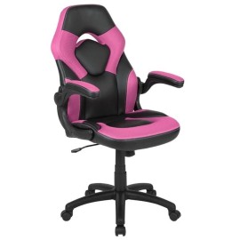 Flash Furniture X10 Adjustable Swivel Leathersoft Gaming Chair in Pink/Black