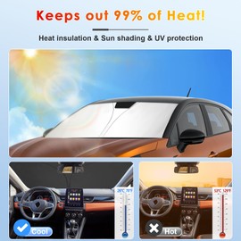 BSTW BSTW Auto Sonnenschutz fr Renault Captur II 2020-2024 & Renault Captur I 2013-2019 C Faltbare Windschutzscheiben-Abdeckung mit W?rmeisolierung & UV-Schutz | Passend fr Captur RS Line Hybrid