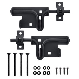 Heavy Duty 2 Way Thickeness Slide Bolt Gate Latch with Square Hole Black Door Locks Gate Latches for Wooden Fences Barn and Yard Door (Square Hole, 2)