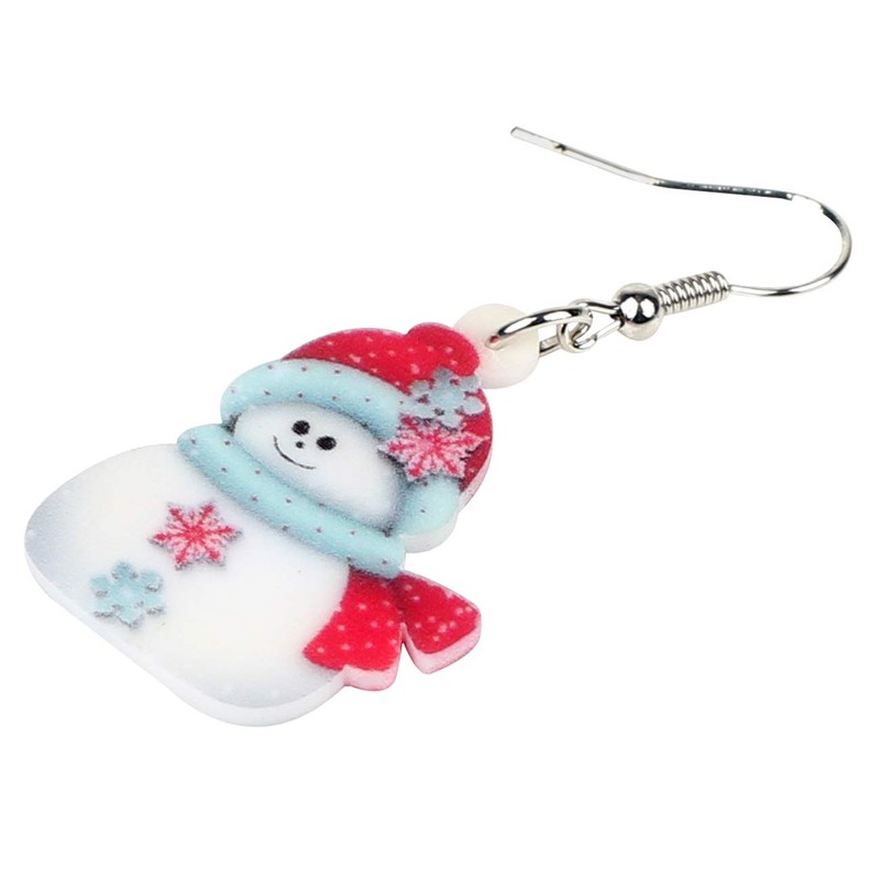 WEVENI - Pendientes de acrílico para Navidad, diseño de muñeco