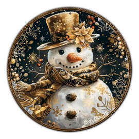 KLHSOF Vintage Snowman Winter Welcome Farmhouse Christmas Sign Metal Sign Retro Round Tin Sign Aluminum Sign for Farmhouse Yard Home Bar Bedroom Wall Decor 8 Inch