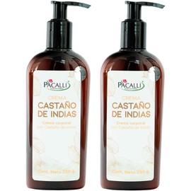 Crema Castaño de Indias 2 Pack, Crema Corporal PACALLI - 250g, para Piernas y Pies Cansados o Hinchados Con Extractos de Origen Natural de Hamamelis, Gotu Kola y Árnica