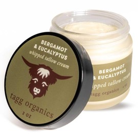 Whipped Tallow Cream for Skin - 100% Organic & Chemical-Free - Deep, Long-Lasting Hydration & Nourishment for Dry & Sensitive Skin (Bergamot/Eucalyptus 2oz)