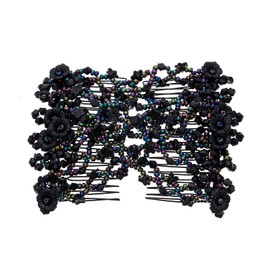 Ruihfas 2Pcs Handmade Beaded Easy Combsâ Stretchable Double Combs As Seen On TV - Classic Black and Retro Coffee