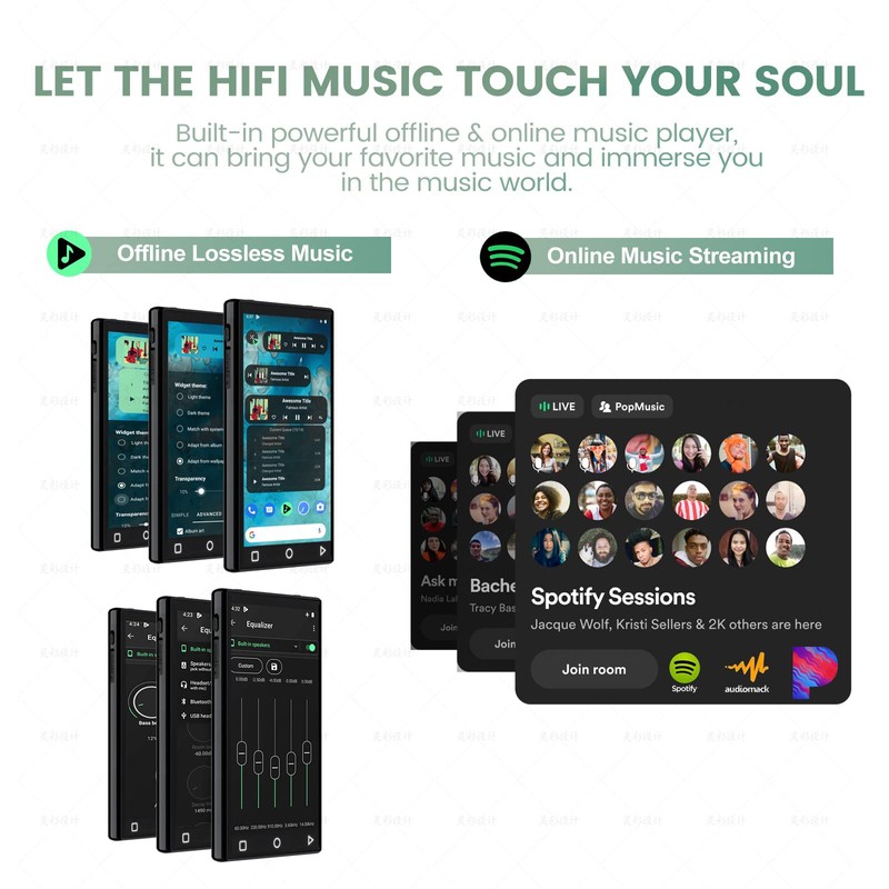 YFFIZQ 144GB MP3 Player with Bluetooth and WiFi,4.3" 1080P Full