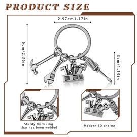 MEDIHOOL 20PCS Tools Keychain, Toolbox Pendant Keychain with Wrench Hammer Screwdriver Charm Gift for Dad & Handymen DIY Enthusiasts