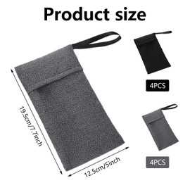 Zonoori Pack of 8 Soap Bags, Grey / Black, Soap Bags for Solid Soap, Nylon Soap Bag, Soap Bag for Showering, Exfoliating