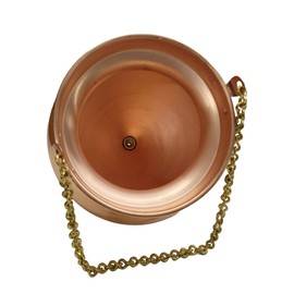 Pure Copper Shirodhara Pot Ayurvedic Equipment with Control Valve and Brass Chain for Panchkarma Abhyanga Sodhana Ayurveda Massage Basti Nasya (Small Shirodhara)