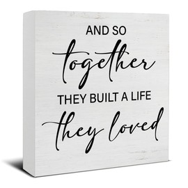 Romantic Sign and So Together They Built a Life They Loved Wood Block Sign Home Living Room Bedroom Decor Romantic Gift
