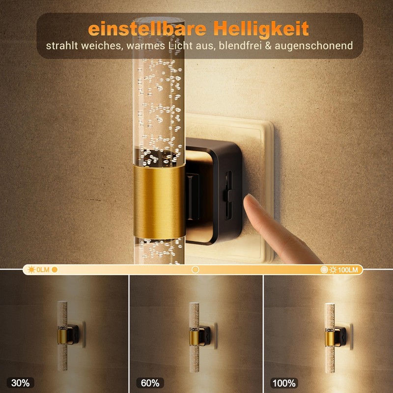 Emeritpro Night Light Socket, Night Light with Twilight Sensor, Dimmable,