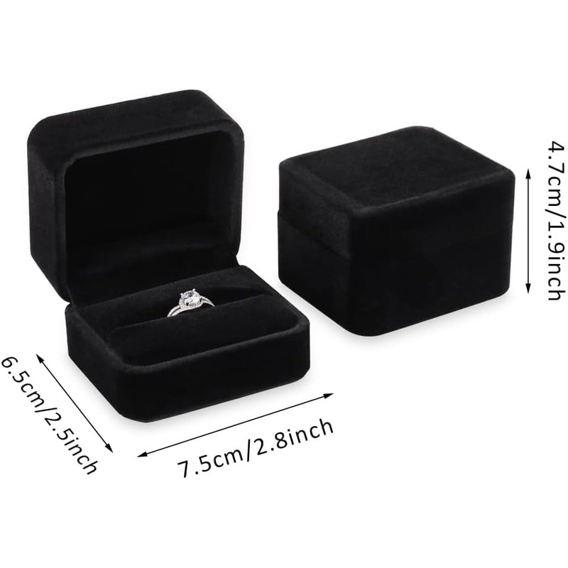 Classic Velvet Couple Double Ring Box Earring Jewelry Case Gift