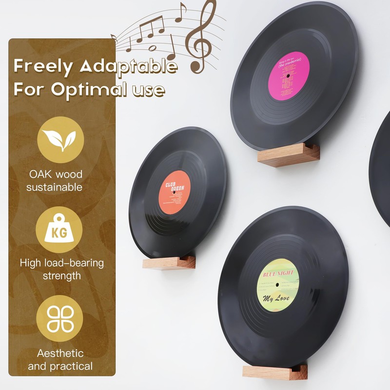 PHOENANCEE Solid Oak Wood, Record Wall Mount Shelf, Record Display