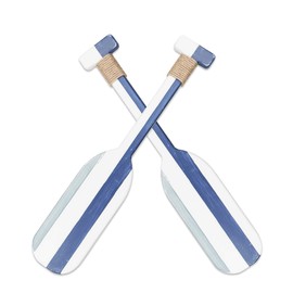 2 Pack 19.7 Inch Nautical Wooden Double Oar Decor with Rope Nautical Oar Paddles Wall Decor Door Hanging Ornament Beach Theme Home Decoration（Vintage blue）