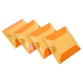 ULTECHNOVO Road Reflectors Pack of 8 | 4 by 4 inch Street Pavement and Asphalt Stud Markers | Great for Speed Bumps, Sidewalks, Pedestrian Crossings, Freeways and Driveways | Industrial Grade Material