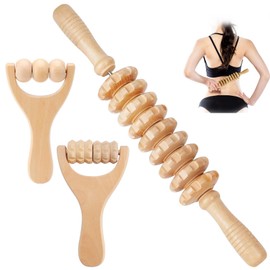 Faszienrolle Holz, Set mit 3 Stücken Massageroller Holz, Massage Roller Multifunktional Massage Tool, Buchenholz Faszienstab holz, Buchenholz Faszienstab holz, Massage Roller, für Nacken, Beine,Rücken