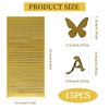 15 Sheets Gold Letter Stickers, Glitter Vinyl Alphabet with Uppercase