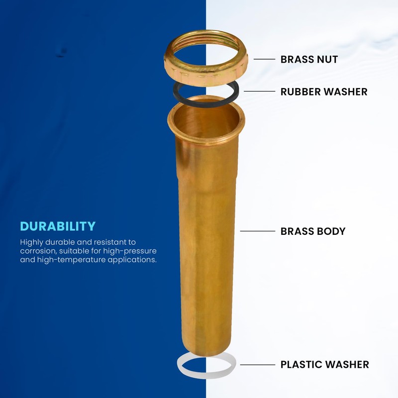 Highcraft 1-1/2” x 12” Slip Joint Extension Tube Brass Extension