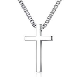 ZAMXHUG Cross Necklace – 2 Pieces Necklace, Cross Necklace, Jewellery Stainless Steel, Cross Pendant with 60 cm Chain, Stainless Steel Pendant, Secure Clasp, for Men and Women, Universal Gift