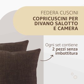 SONIT – Kissenbezüge für Sofa 60 x 60 cm – Kissenbezüge für Sofa, Wohnzimmer und Schlafzimmer, 2 Stück, 60 x 60 cm, hergestellt in Italien, Kissenbezüge braun
