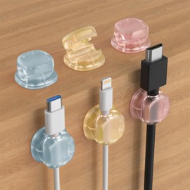 ZHEGE Kabelhalter Kabelclips, Kabel Organizer, Feder Kabelklemmen Selbstklebend, Kabelmanagement für Schreibtisch, Auto, Wand, Kabelorganizer für Ladekabel HDMI (6 Stücke, Mehrfarbig)