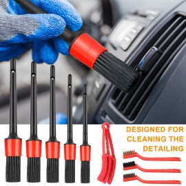 Car Detailing Brush Set,9Pcs Auto Car Detailing Brush Set Car Interior Cleaning