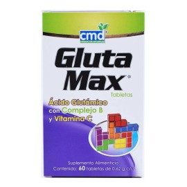 Glutamax 60 Tab .62g C/u Acido Glutamico Con Complejo B Y Vi Sabor Sin Sabor