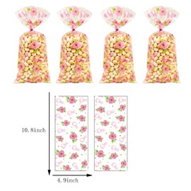 50Pieces Eucalyptus Cellophane Treat Bag Floral Candy Bags for Baby Shower Wedding Bridal Shower Supplies Favors Greenery Floral Themed Decorations Birthday