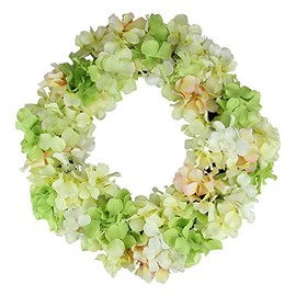 Northlight Hydrangea Twig Artificial Floral Wreath, Yellow 15-Inch