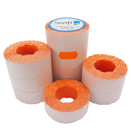 Swift 26 x 12 mm Price Gun Labels Orange 10 Rolls 10,000 Stickers CT4 Wavy Edge Pricemarking Tags Fits Many Pricing Labellers