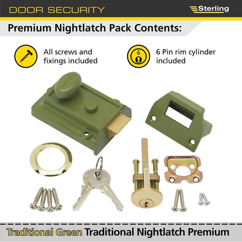 Sterling NLS401 6-Pin Premier Champagne Standard NightLatch