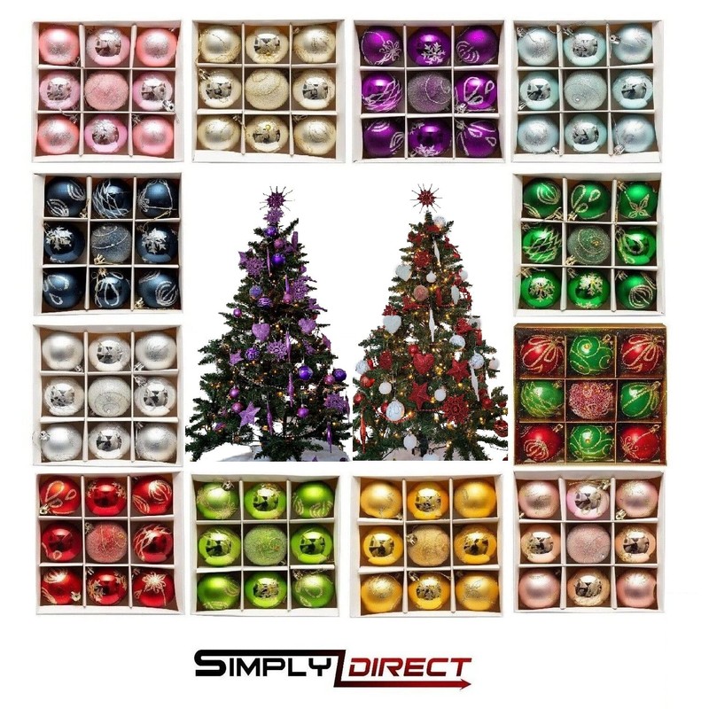9pc Luxury Premium Baubles, Christmas Tree Bauble Decorations Matte, Glitter,