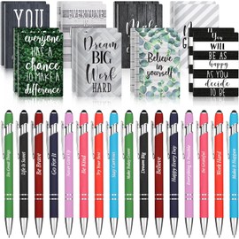 Funrous Funrous 32 Pcs Motivational Quote Pens Inspirational Notepads Mini Journal with Ballpoint Pen Small Notebooks Gift Set for Men Women Coworkers, Adult Party Favors Prizes Gift Bulk(Classic)