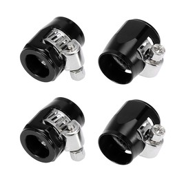 X AUTOHAUX 4pcs AN6 Hex Black Car Hose Finisher Clamp Adapter Fitting
