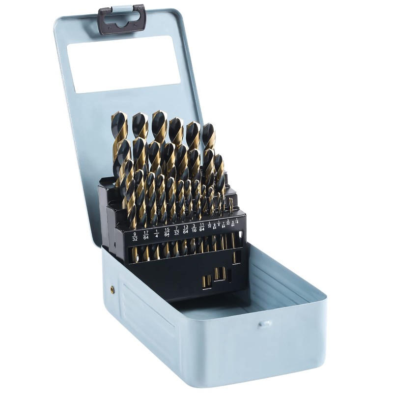 CaRoller 29Pcs Drill Bit Set, 135 Degree Tip High Speed