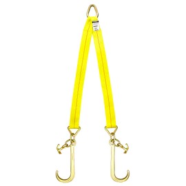 SENKEYFE Tow Straps V Bridle, 3" x 36" Recovery V-Strap with 15" J Hooks and T-J Hooks, 5400LBS J Hook and Mini Datsun Recovery Bridle, Towing Strap with Hook for Wrecker, Rollback, Car Hauler