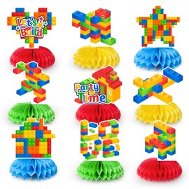 Building Block Honeycomb Centerpieces, 9 Pcs Building Block Party Honeycomb Centerpieces Table Decorations