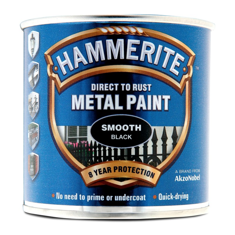 Hammerite 5084863 Direct to Rust Metal Paint - Smooth Black