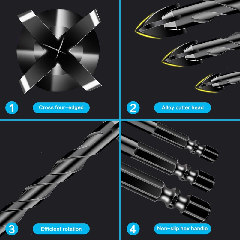 5 Pcs Masonry Concrete Drill Bit Set for Tile Brick