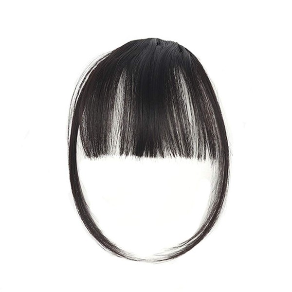 Natural Synthetic Hair Flat Bangs/Fringe Mini Hair Bangs Fashion one Clip-in Hair Extension(Natural Black)