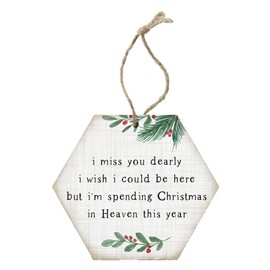 Simply Said, INC Honeycomb Memorial Christmas Ornament, Christmas in Heaven, Wood Rustic Christmas Ornament, Made in USA, ORH1640