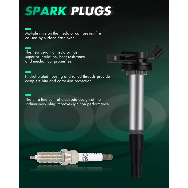 SCITOO UF596 4 ignition coils with 4 iridium Spark Plugs