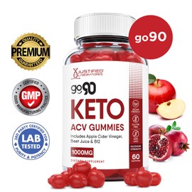 Justified Laboratories (2 Pack) Go 90 Keto ACV Gummies 1000MG with Pomegranate Juice Beet Root B12 120 Gummys