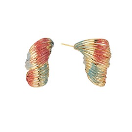 Sylph Chunky Gold Plated Textured Earrings for Women Colorful Twisted Hoops Earrings Dainty Colourful Trendy Stud Earrings