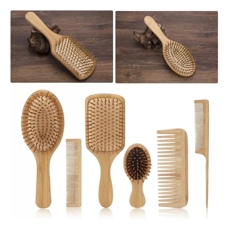 Cepillos Juego 6pcs De Bamb De Peine Para El Antiesttico