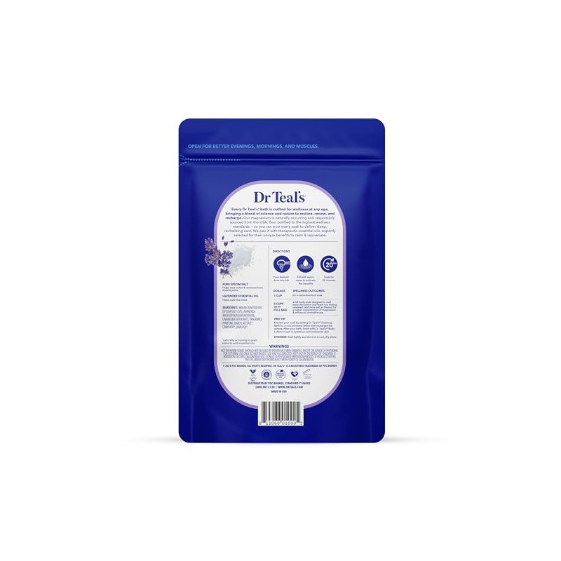 Dr Teal's Epsom Salt Soaking Solution, Soothe & Sleep, Lavender,