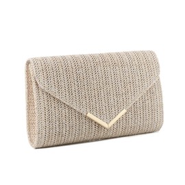 LHHMZ Women's Straw Clutch Bag Summer Evening Bag Raffia Rattan Clutch Braided Beach Handbag Wedding Travel Party Clutch, beige