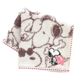 Peanuts 000193-0037-02 Snoopy Initial Towel Handkerchief (N) Women's Towel Hand Towel Approx. 9.8 inches (25 cm)